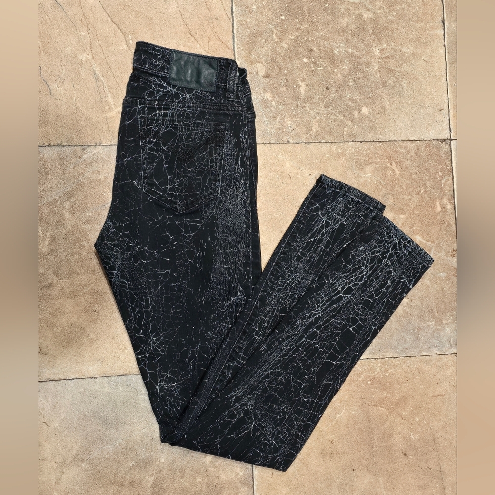 Harley Davidson Black Crackle Distressed Skinny Jeans Size 27 - Picture 3 of 12